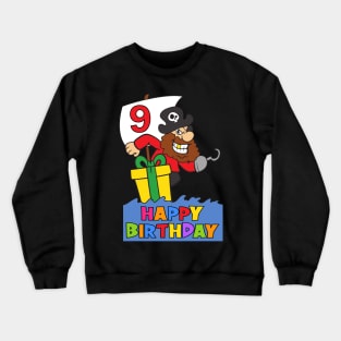 9th Birthday Party 9 Year Old Nine Years Crewneck Sweatshirt